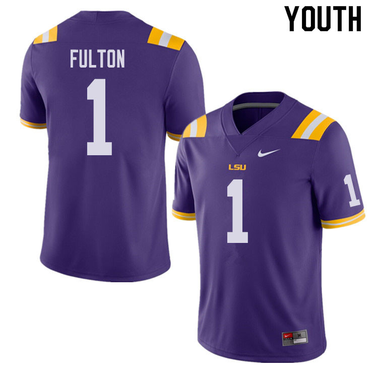 Youth #1 Kristian Fulton LSU Tigers College Football Jerseys Sale-Purple - Click Image to Close